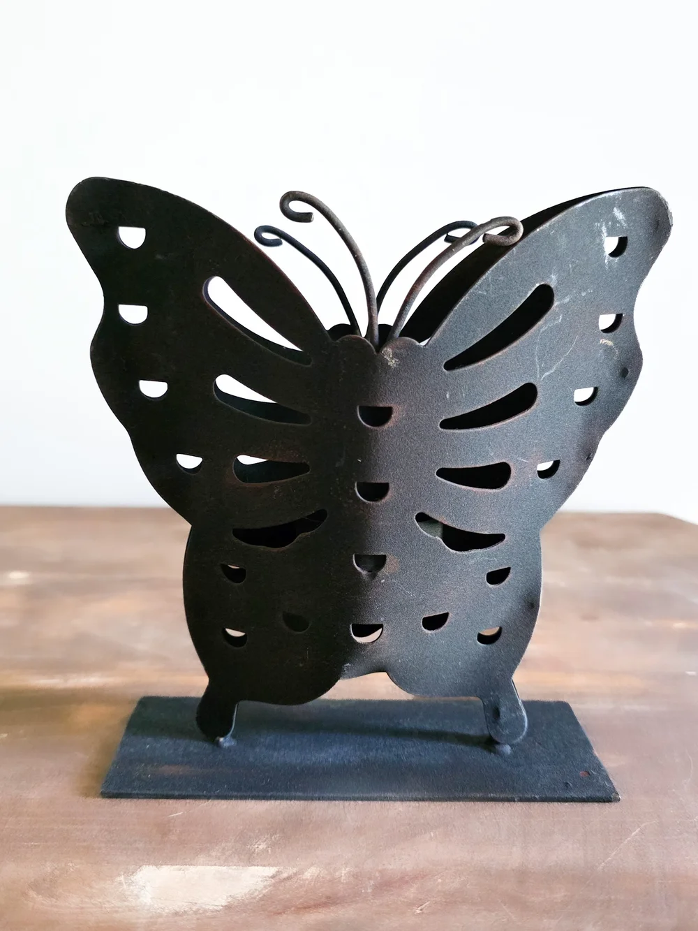 Vintage Rustic Iron Butterfly Votive Candle Holder
